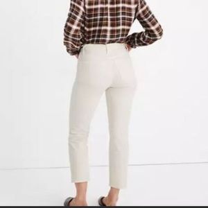 Madewell Classic Straight Ivory Winter White Corduroy Jeans Size 28